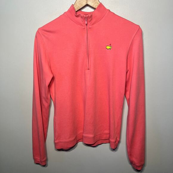 Magnolia Lane Pullover Knit Coral Pink 1/4 Zip Golf Masters Preppy Sporty M - Picture 1 of 6